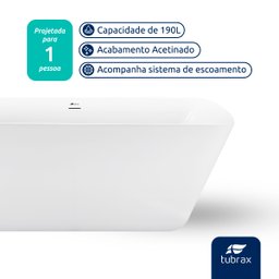 Banheira de Imersão Freestanding Acrílico Modelo Santorini Tubrax - Nab0001 - 3