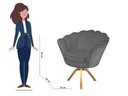 Ver imagem 3 de Kit 2 Poltronas Decorativa Pétala Base Giratória Madeira Suede Cinza Mz Decor