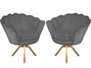 Ver imagem 1 de Kit 2 Poltronas Decorativa Pétala Base Giratória Madeira Suede Cinza Mz Decor