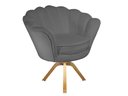 Ver imagem 2 de Kit 2 Poltronas Decorativa Pétala Base Giratória Madeira Suede Cinza Mz Decor