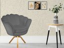 Ver imagem 4 de Kit 2 Poltronas Decorativa Pétala Base Giratória Madeira Suede Cinza Mz Decor