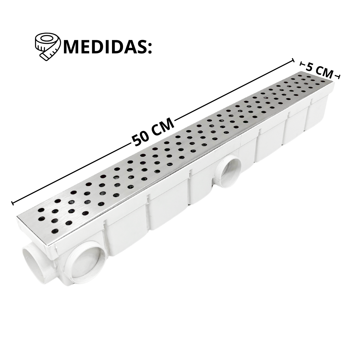 Ralo Estreito Inox Bolinha 6x50 Cocho Escoamento Branco - 2