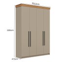 Ver imagem 4 de Roupeiro Solteiro London MDF 152,2x220cm 2 Gavetas 4 Portas Corda/Freijó LON42