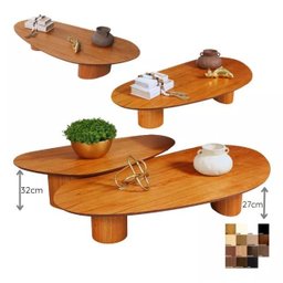 Jogo de Mesa Bean de Centro Organica Duo em Freijo 120x80cm Modelar Art Mesa de Centro - 2