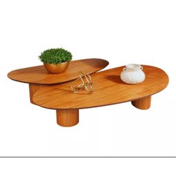 Jogo de Mesa Bean de Centro Organica Duo em Freijo 120x80cm Modelar Art Mesa de Centro - 1