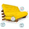 Sofá Cama Casal Futon Oriental Amarelo Com Madeira Nobre Natural - 6