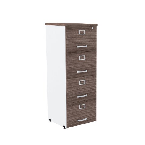 Armário de Arquivo Oficio PE25 Pandin 45,70 cm (largura) em MDP Cor Walnut e Branco 4 Gavetas