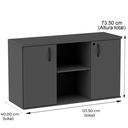 Ver imagem 4 de Armário Baixo Credenza PE25 Pandin 121,50 cm (largura) em MDP Cor Noce Naturalle e Grafito