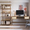 Ver imagem 2 de Estante Livreiro Home Office e Mesa Escrivaninha Industrial Indy A03 Hanover Dourado - Lyam Decor