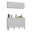 Ver imagem 1 de Conjunto Cantinho do Café Retrô Armário e Aparador 4 Portas Multimóveis Mp1084 Branco/preto