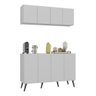 Conjunto Cantinho do Café Retrô Armário e Aparador 4 Portas Multimóveis Mp1084 Branco/preto - 1
