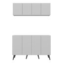 Ver imagem 5 de Conjunto Cantinho do Café Retrô Armário e Aparador 4 Portas Multimóveis Mp1084 Branco/preto