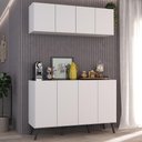 Ver imagem 2 de Conjunto Cantinho do Café Retrô Armário e Aparador 4 Portas Multimóveis Mp1084 Branco/preto