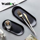 Ver imagem 3 de Prato de Jantar Walfos, Prato Preto Fosco de Aço Inoxidável com Sobremesa, Bolo e Frutas 18cm