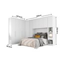 Ver imagem 3 de Quarto Modulado Rizon 5 Peças (1 Armário Ponte + 1 Closet + 2 Guarda Roupas + 1 Complemento) QCM03