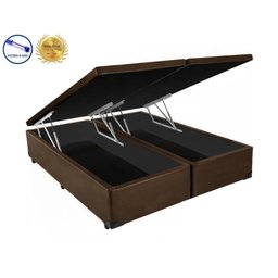 Base Box Baú Queen Bipartido Belos Sonhos Sintético Marrom 49x158x198 - 1