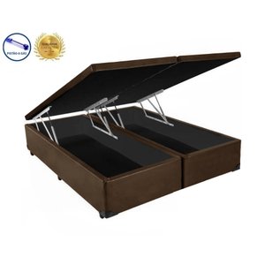 Base Box Baú Queen Bipartido Belos Sonhos Sintético Marrom 49x158x198