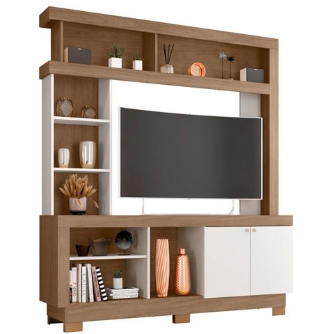 Estante para Tv de até 47 Polegadas com 8 Nichos e 2 Portas Mari Mdp Carvalho Oak/off White