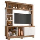 Ver imagem 1 de Estante para Tv de até 47 Polegadas com 8 Nichos e 2 Portas Mari Mdp Carvalho Oak/off White
