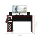 Ver imagem 2 de Mesa Gamer com Suporte de Fone Zalie Preto Vermelho