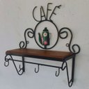 Ver imagem 5 de Cantinho do Café Prateleira Artesanal em Ferro e Madeira com 4 Ganchos 40x15:verde