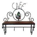 Ver imagem 1 de Cantinho do Café Prateleira Artesanal em Ferro e Madeira com 4 Ganchos 40x15:verde