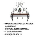 Ver imagem 3 de Cantinho do Café Prateleira Artesanal em Ferro e Madeira com 4 Ganchos 40x15:verde