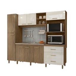 Cozinha Vitória Compacta - 8 Portas 3 Gavetas Puxadores Abs Pés Reguláveis - Moveis Marafom - 1