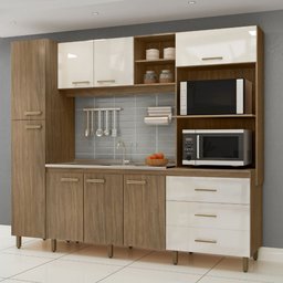 Cozinha Vitória Compacta - 8 Portas 3 Gavetas Puxadores Abs Pés Reguláveis - Moveis Marafom - 6