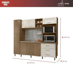 Cozinha Vitória Compacta - 8 Portas 3 Gavetas Puxadores Abs Pés Reguláveis - Moveis Marafom - 7