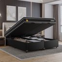 Ver imagem 5 de Cama Box Baú Queen Bipartido + Colchão Life D33 Pillow Top 61x158x198cm Suede Preto - e-Shop Casa
