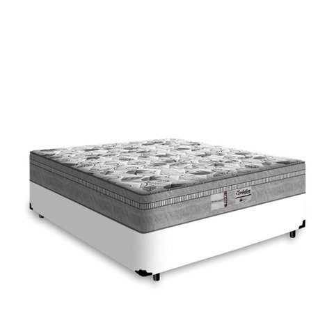 Cama Box Viúva Tecido Sintético Branco com Colchão de Molas Ensacadas Evolution - Probel - 72x128x18