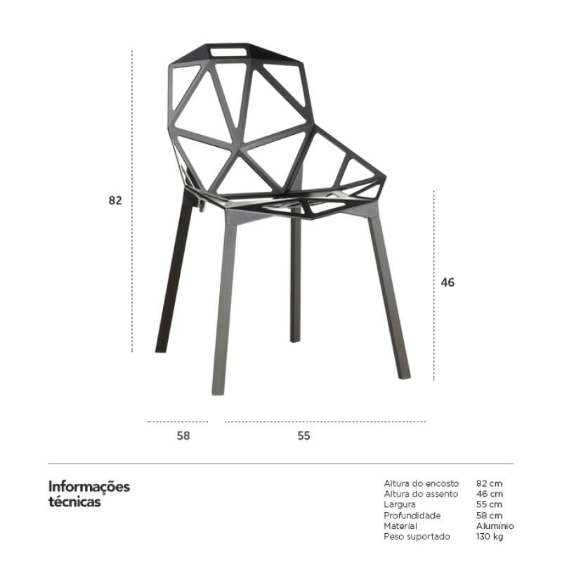 Cadeira One - Penélope - Design - Metal - Preto - 6