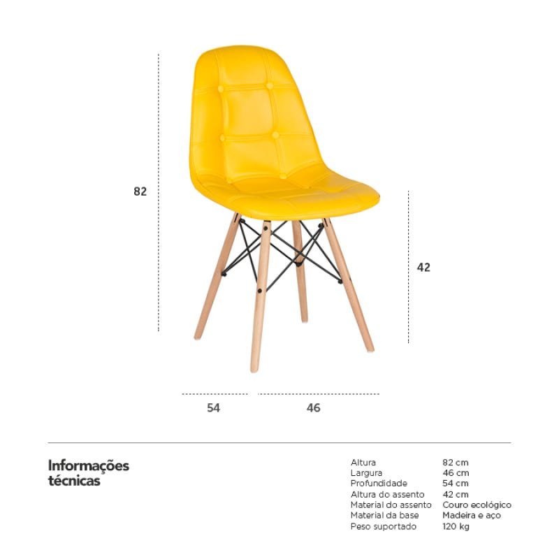 Cadeira Eames Botonê - Amarelo - Madeira Clara - 4