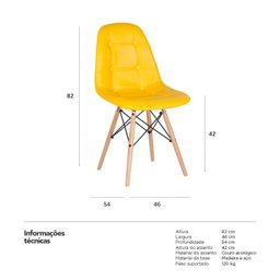 Cadeira Eames Botonê - Amarelo - Madeira Clara - 4