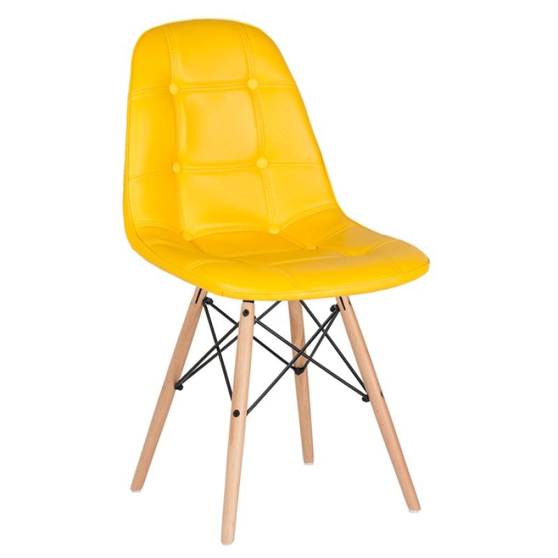 Cadeira Eames Botonê - Amarelo - Madeira Clara