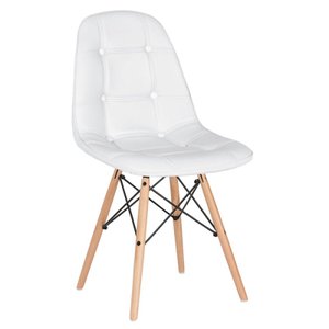 Cadeira Eames Botonê - Branco - Madeira Clara