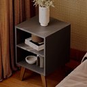 Ver imagem 1 de Mesa de Cabeceira Chennai Pé Plástico 30x35cm Preta Quarto