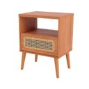 Ver imagem 5 de Kit Quarto Completo Cama Cabeceira 2 Mesas Lateral com Palha Natural Mdf Freijó Dalla Costa