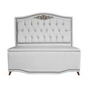 Ver imagem 1 de Cabeceira mais Calçadeira Casal King 195cm Para Cama Box Greta Suede Branco - DS Estofados