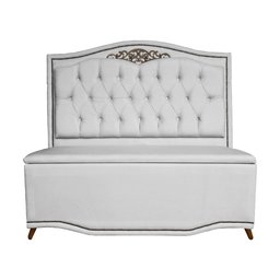 Cabeceira mais Calçadeira Casal King 195cm Para Cama Box Greta Suede Branco - DS Estofados - 1