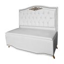 Ver imagem 2 de Cabeceira mais Calçadeira Casal King 195cm Para Cama Box Greta Suede Branco - DS Estofados