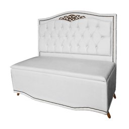 Cabeceira mais Calçadeira Casal King 195cm Para Cama Box Greta Suede Branco - DS Estofados - 2