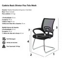 Ver imagem 3 de Cadeira Escritório Basic Diretor Fixa Tela Mesh Preta Base Cromada