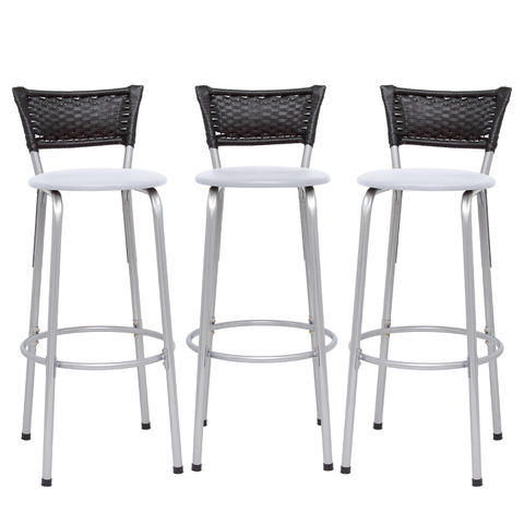 Kit 3 Banquetas Alta Banco para Balcão Junco Preto Àrea Gourmet Ilha Bancada bares Churrasqueira