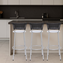 Ver imagem 6 de Kit 3 Banquetas Alta Banco para Balcão Junco Preto Àrea Gourmet Ilha Bancada bares Churrasqueira