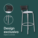 Ver imagem 4 de Kit 3 Banquetas Alta Banco para Balcão Junco Preto Àrea Gourmet Ilha Bancada bares Churrasqueira