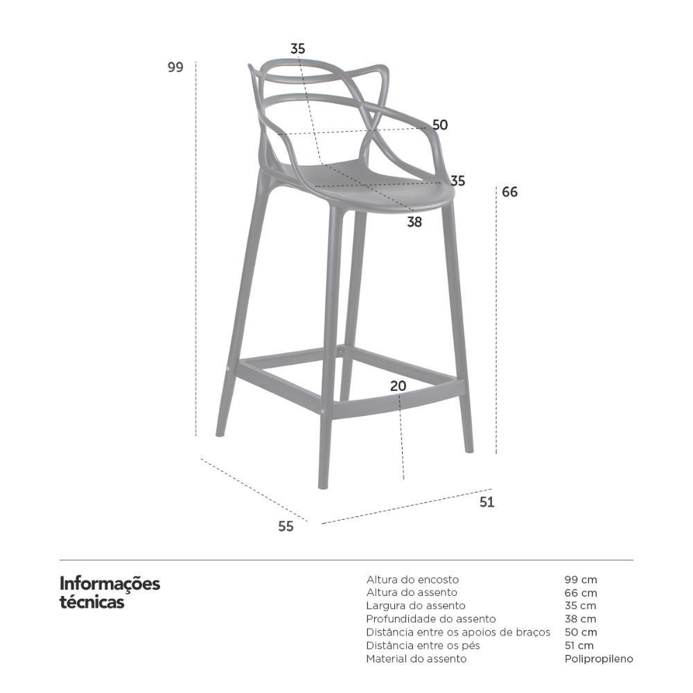 Banqueta média Masters Allegra - 66 cm - Preto - 6