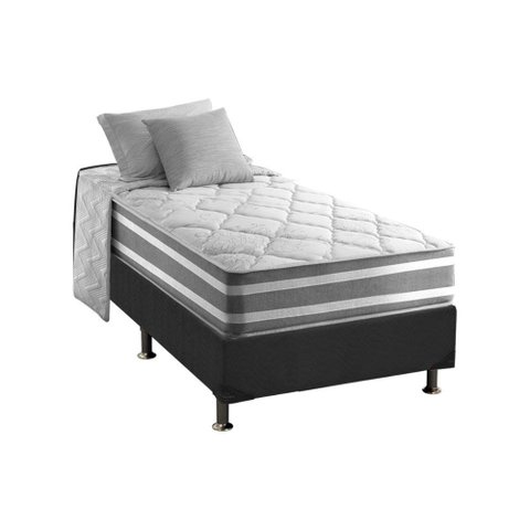 Cama Box Solteiro: Colchão Molas Ensacadas Anjos Masterpocket Duo Sono + Base Crc Suede Gray(88x188