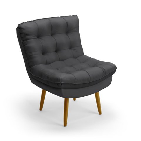Poltrona Decorativa Nébula N-022 Veludo Chumbo Aradecor